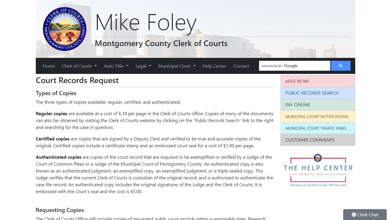 Mike Foley, Montgomery County Clerk of Courts